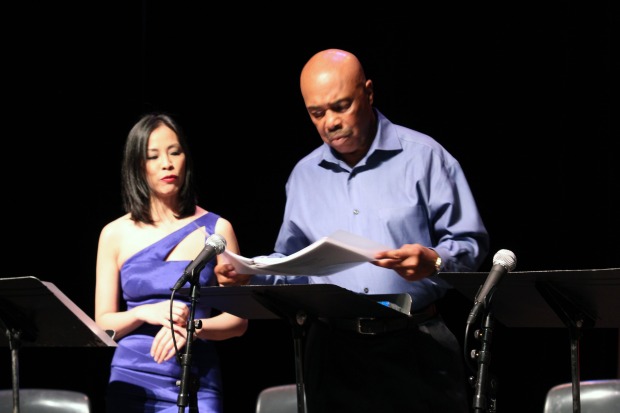 Lia Chang as Carole Barbara and Roscoe Orman as Franklin Wright in Lorey Hayes' Power Play. Photo by Will Chang